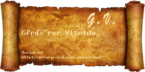 Gfrörer Vitolda névjegykártya